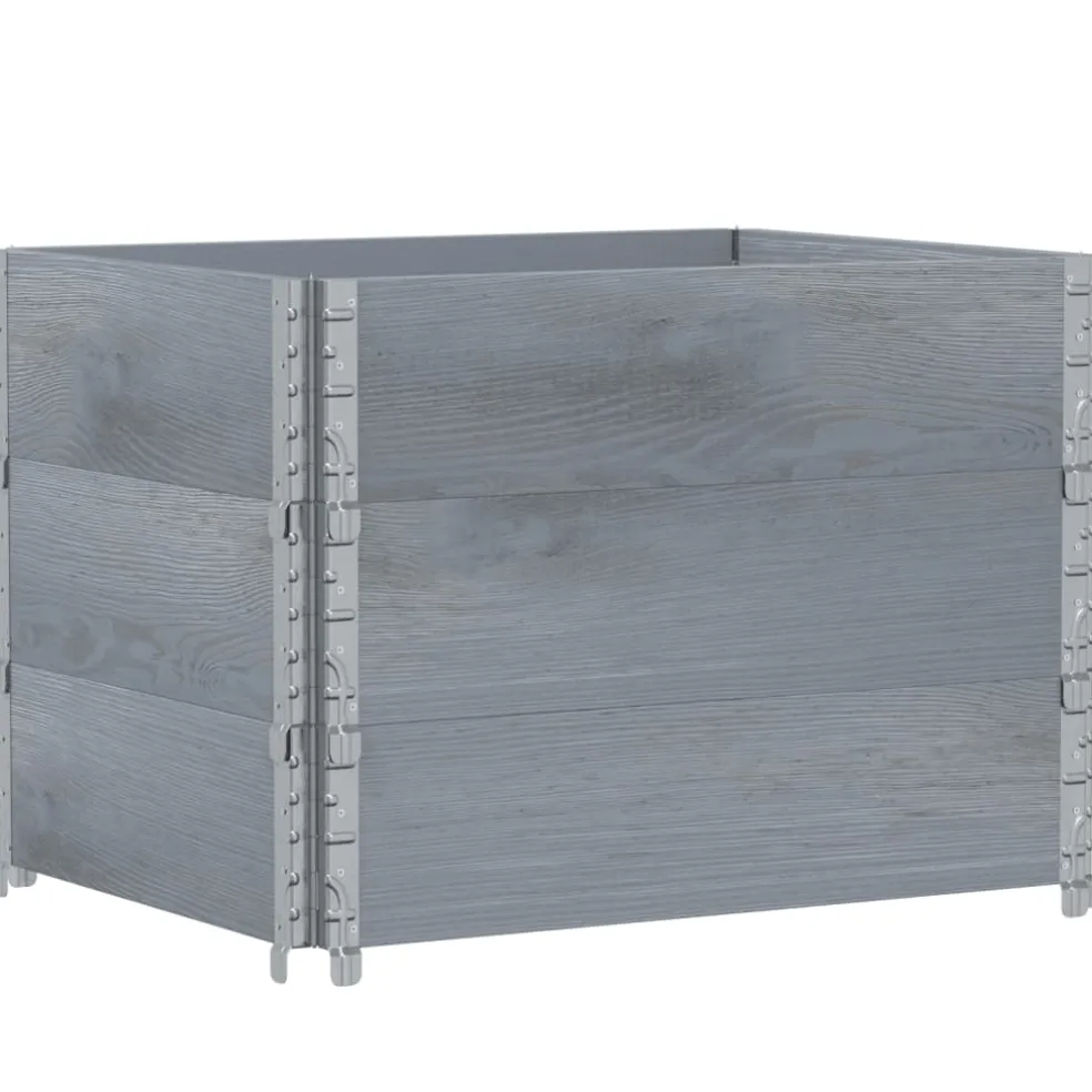 vidaXL Palletopzetranden 3 st 80x60 cm massief grenenhout grijs