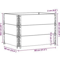 vidaXL Palletopzetranden 3 st 80x60 cm massief grenenhout grijs