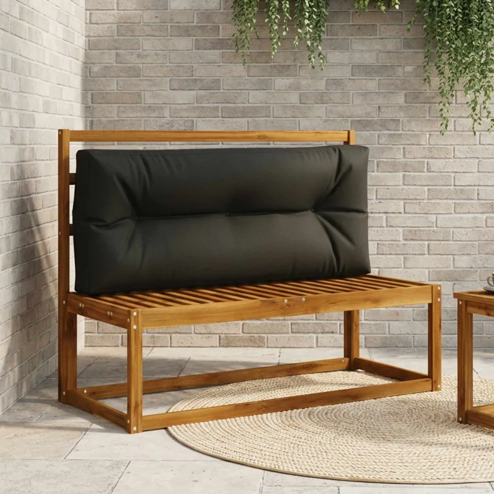 vidaXL Pallet Rugkussen VIANEN 100% Polyester Zwart 120 x 40 x 12 cm