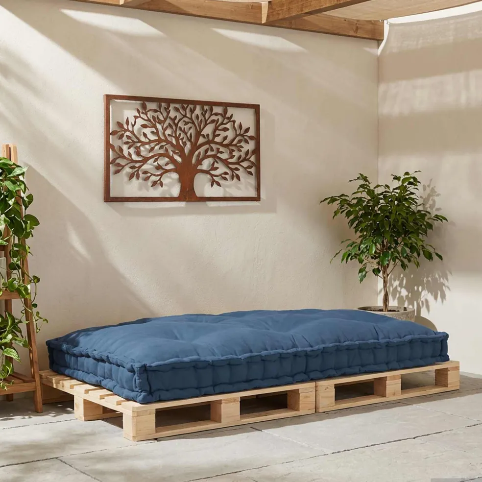 vidaXL Pallet Sofa Kussen Indigo 120 x 80 x 12 cm Stof