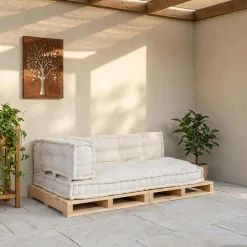 vidaXL Pallet Sofa Kussen 3 st Stof Crèmekleurig 120 x 80 x 34 cm