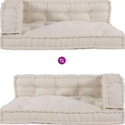 vidaXL Pallet Sofa Kussen 3 st Stof Crèmekleurig 120 x 80 x 34 cm
