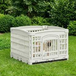 vidaXL 4 Paneel Hond Speelhekje 122 x 106,5 x 82 cm Kunststof Wit