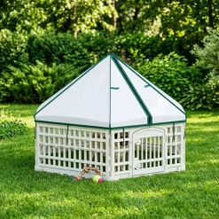 vidaXL 6 Panelen Hondenspeelpen 122 x 106,5 x 82 cm Kunststof Wit