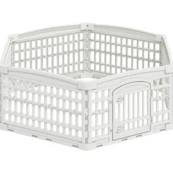 vidaXL 6 Panelen Hondenspeelpen 122 x 106,5 x 40 cm Kunststof Wit