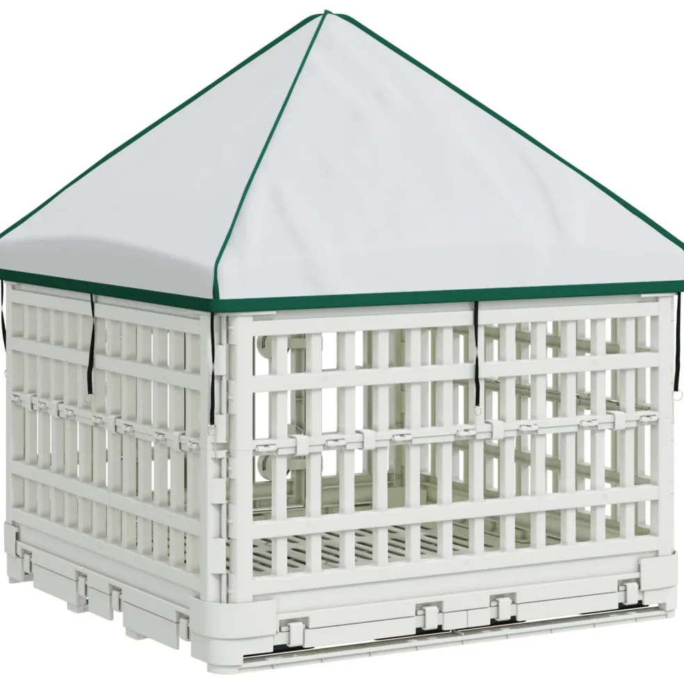 vidaXL 4 Panelen Honden Speelweide met Dak 122 x 106,5 x 82 cm Wit