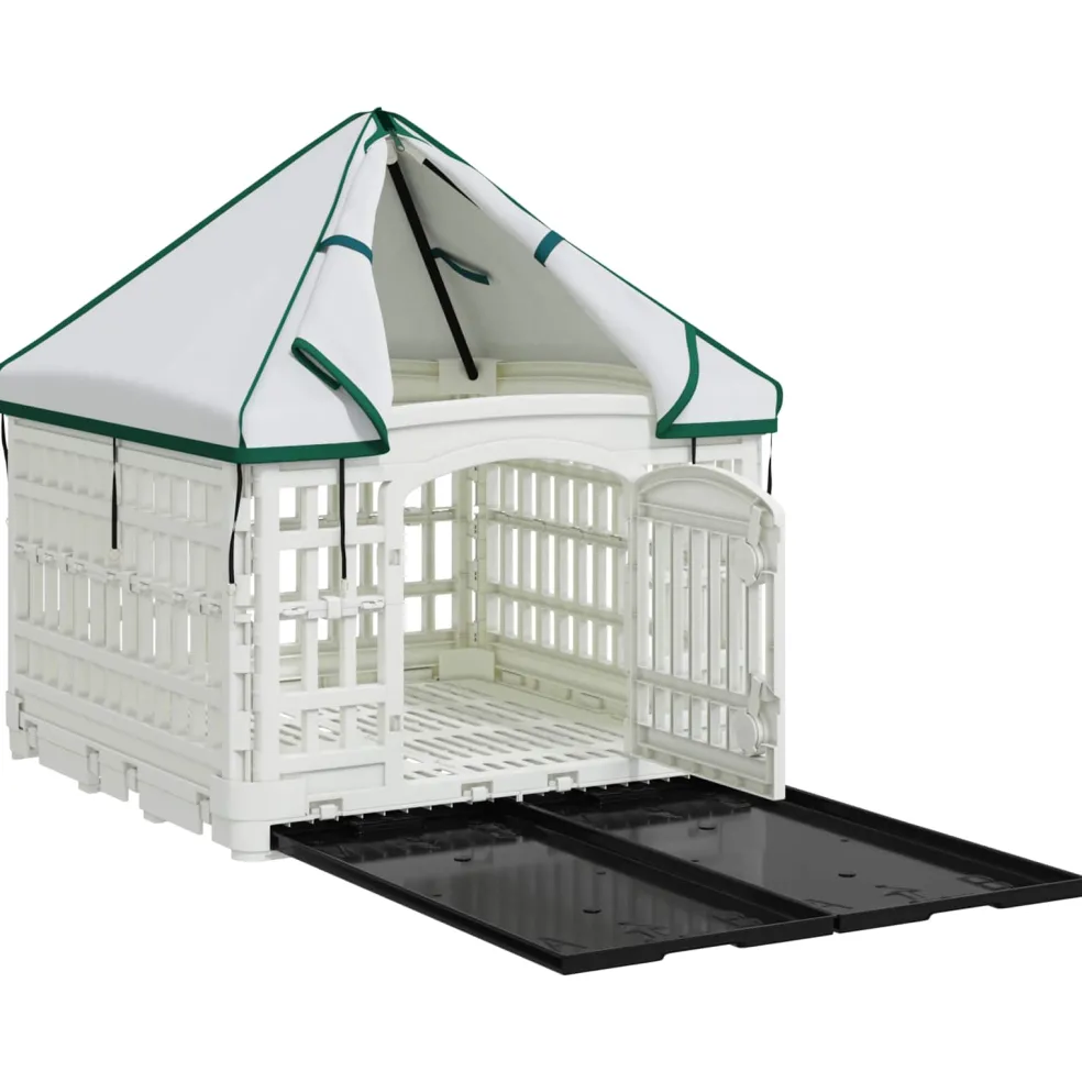 vidaXL 4 Panelen Honden Speelweide met Dak 122 x 106,5 x 82 cm Wit