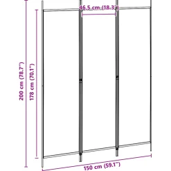 vidaXL 3-Panel Room Divider Beige 150 x 200 cm Stof