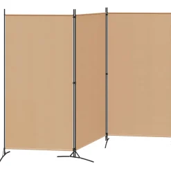 vidaXL 3-Panel Room Divider Beige 260 x 180 cm Stof