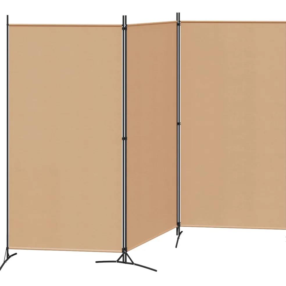 vidaXL 3-Panel Room Divider Beige 260 x 180 cm Stof