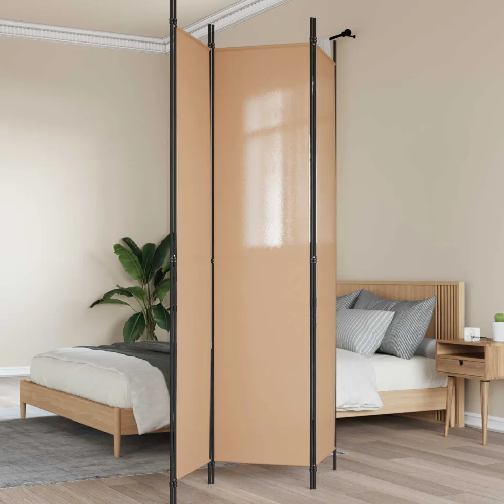 vidaXL 3-Panel Room Divider Beige 150 x 220 cm Stof