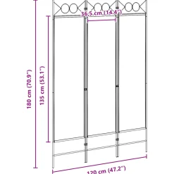 vidaXL 3-Panel Room Divider Beige 120 x 180 cm Stof