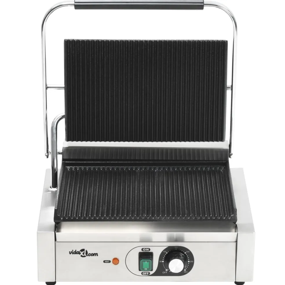 vidaXL Panini grill gegroefd 2200 W 43x30,5x20 cm