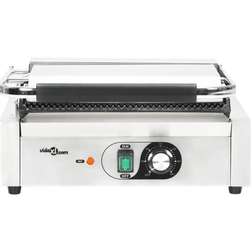 vidaXL Panini grill gegroefd 2200 W 43x30,5x20 cm