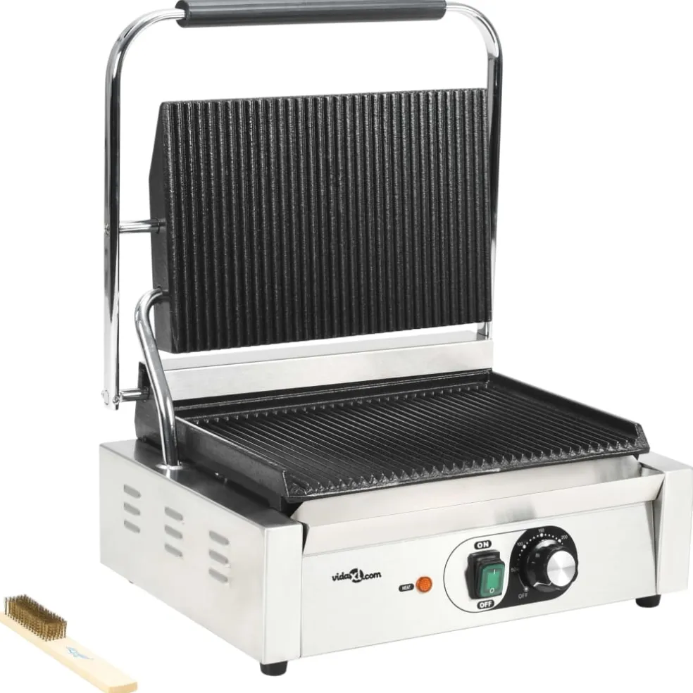 vidaXL Panini grill gegroefd 2200 W 43x30,5x20 cm