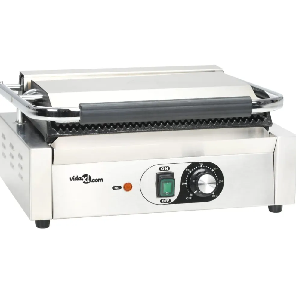 vidaXL Panini grill gegroefd 2200 W 43x30,5x20 cm