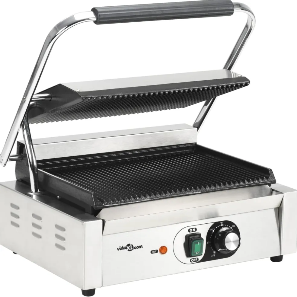 vidaXL Panini grill gegroefd 2200 W 43x30,5x20 cm