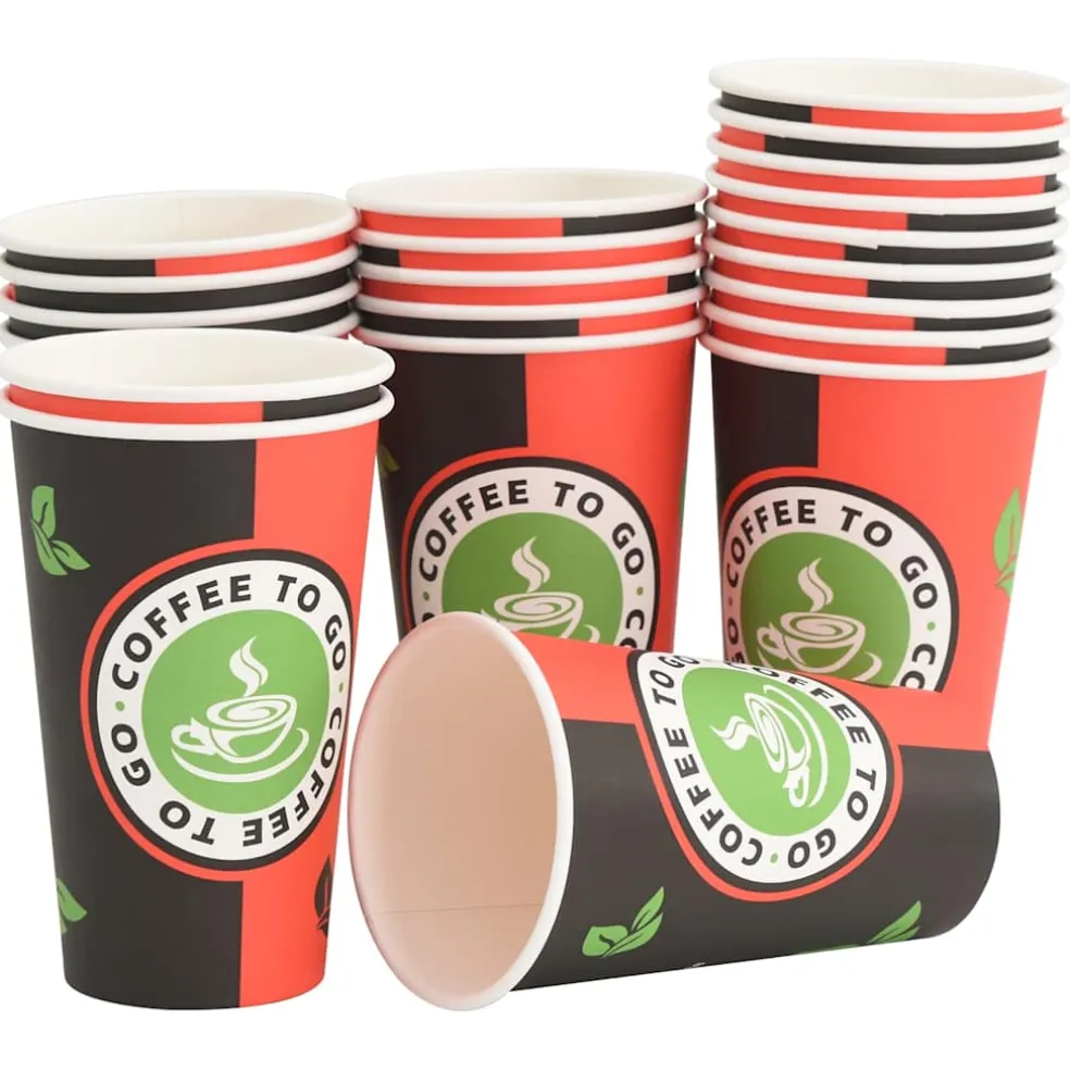 vidaXL Papieren koffiekopjes 1000 st 16oz 400 ml rood en zwart