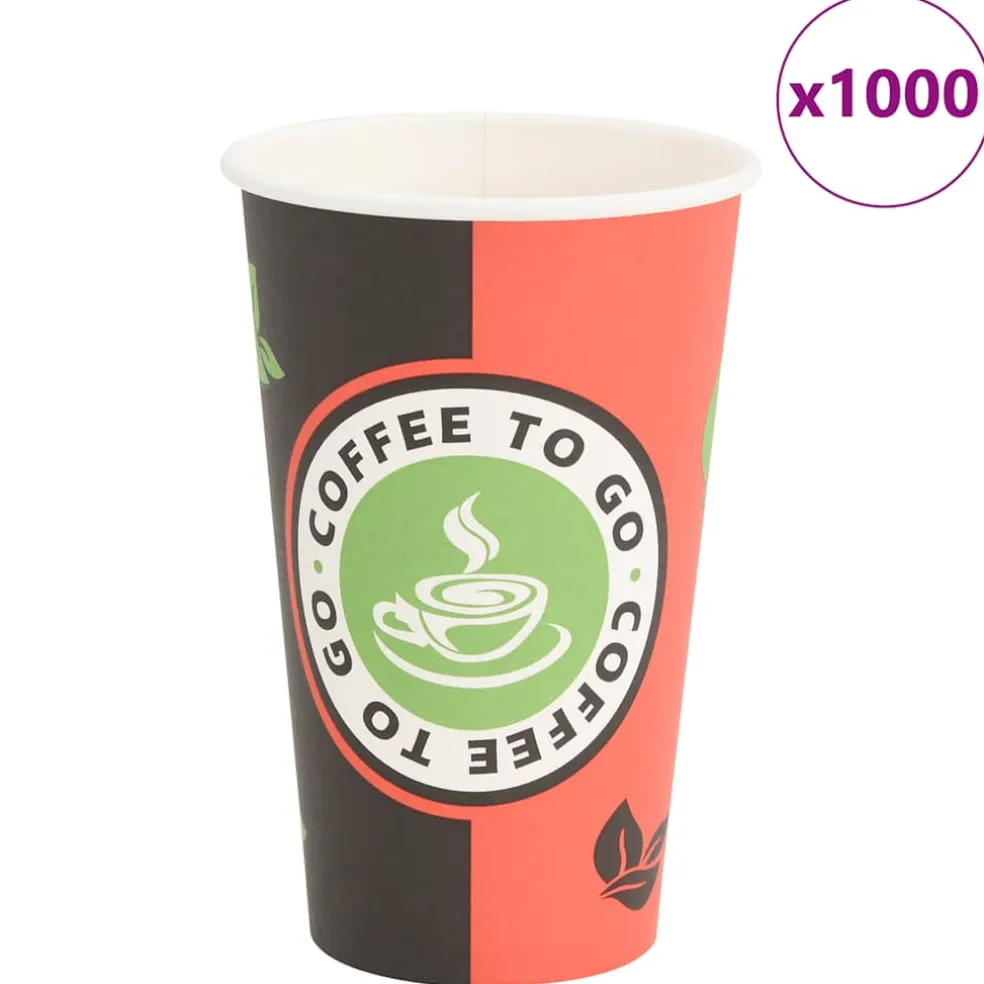 vidaXL Papieren koffiekopjes 1000 st 16oz 400 ml rood en zwart
