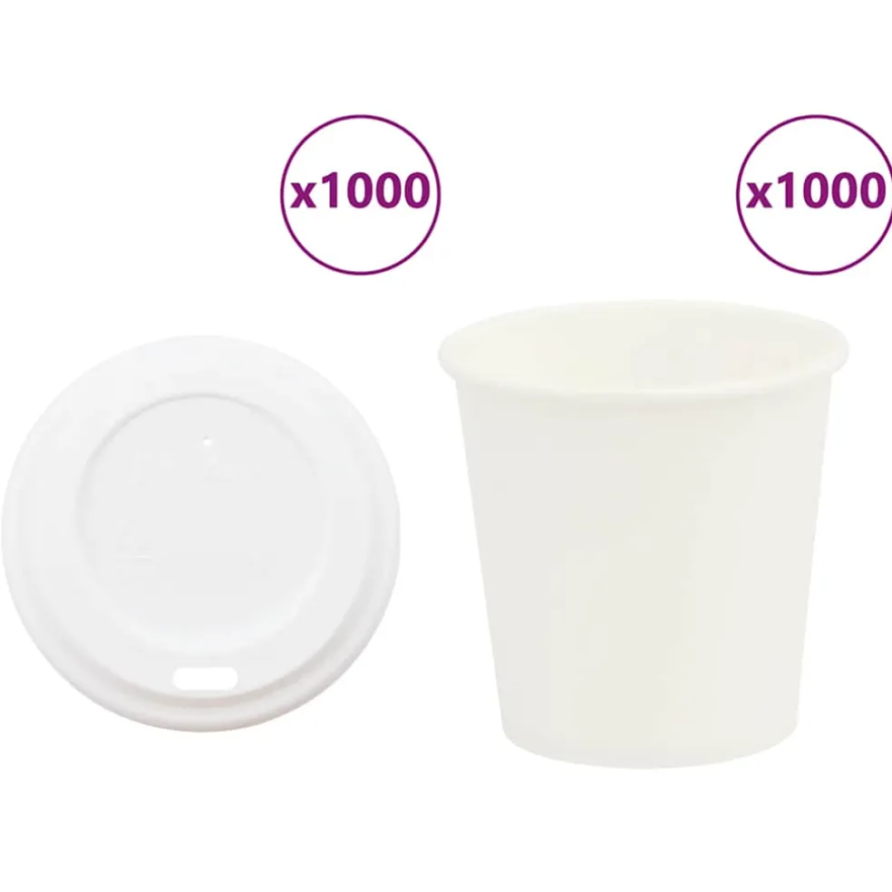 vidaXL Papieren koffiekopjes met deksel 1000 st 4oz 100 ml