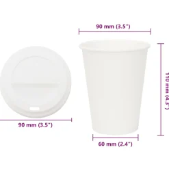 vidaXL Papieren koffiekopjes met deksel 1000 st 12oz 300 ml