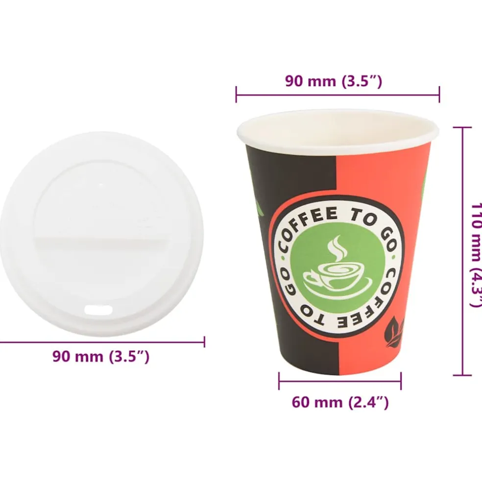 vidaXL Papieren koffiekopjes met deksel 1000 st 4oz 100 ml