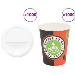 vidaXL Papieren koffiekopjes met deksel 1000 st 8oz 240 ml