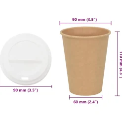 vidaXL Papieren koffiekopjes 1000 st 12oz 300 ml wit