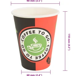 vidaXL Papieren koffiekopjes 1000 st 12oz 300 ml rood en zwart
