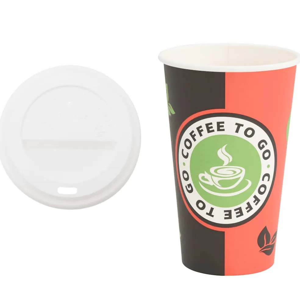 vidaXL Papieren koffiekopjes met deksel 1000 st 16oz 400 ml