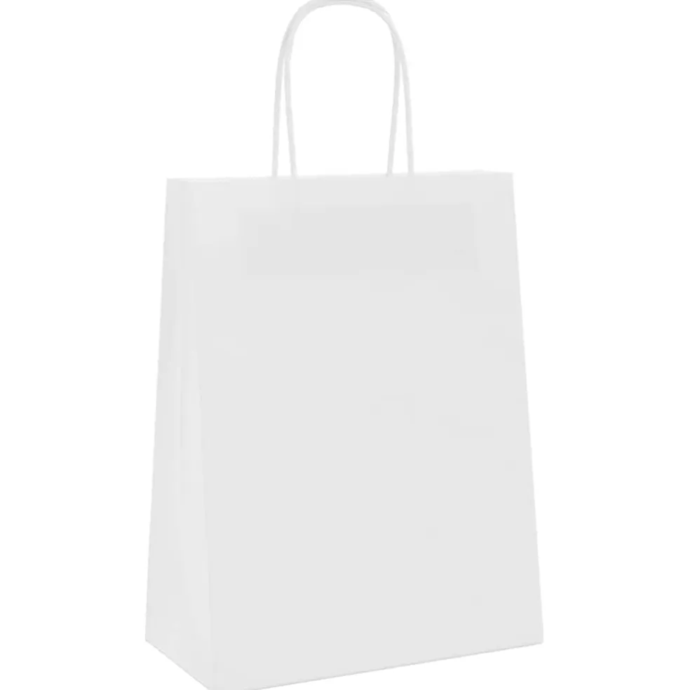 vidaXL Papieren zakjes 50 st met hengsels 21x11x28 cm wit