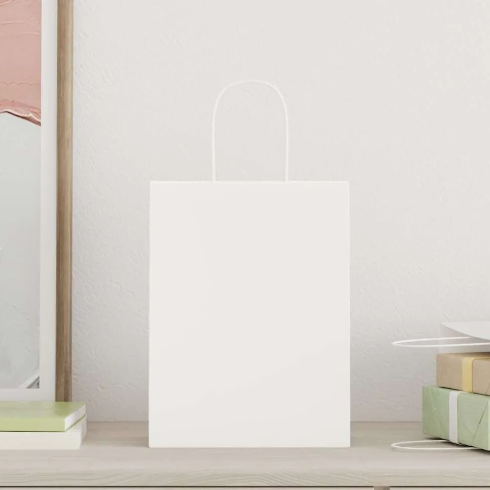 vidaXL Papieren zakjes 50 st met hengsels 21x11x28 cm wit