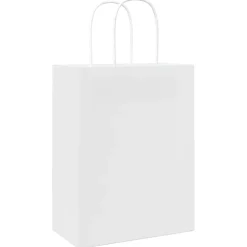 vidaXL Papieren zakjes 50 st met hengsels 21x11x28 cm wit