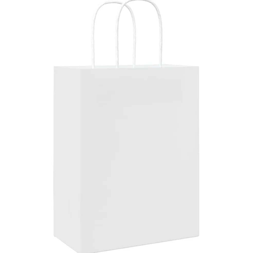 vidaXL Papieren zakjes 50 st met hengsels 21x11x28 cm wit
