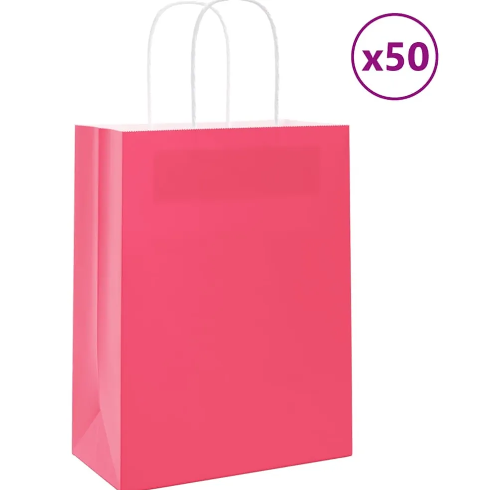 vidaXL Papieren zakjes 50 st met hengsels 21x11x28 cm roze