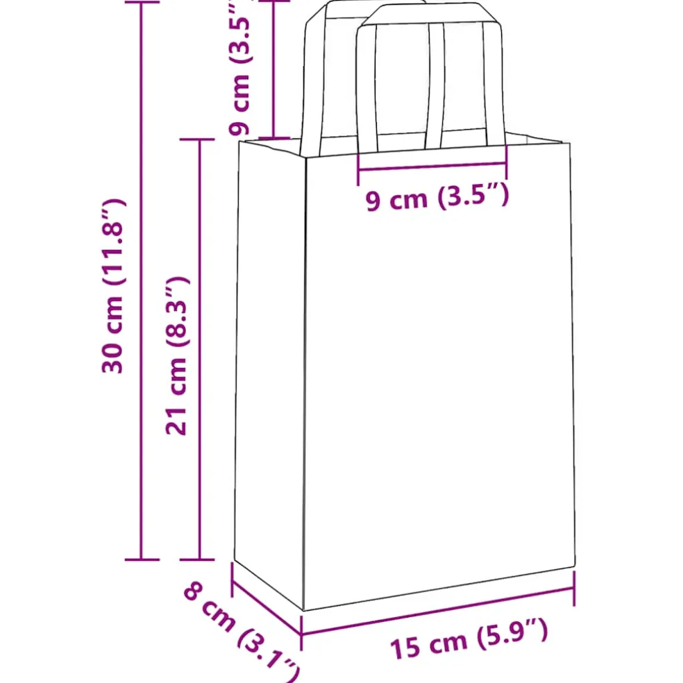 vidaXL Papieren zakken 50 st met hengsels 15x8x21 cm wit