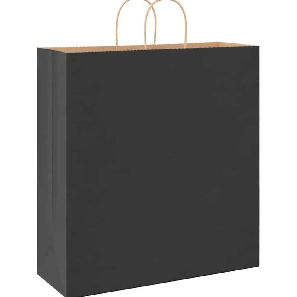 vidaXL Papieren zakken 250 st met hengsels 45x17x48 cm zwart