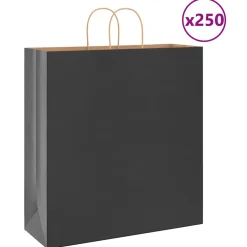 vidaXL Papieren zakken 250 st met hengsels 45x17x48 cm zwart