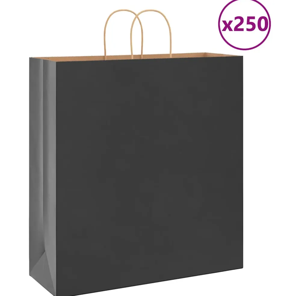 vidaXL Papieren zakken 250 st met hengsels 45x17x48 cm zwart