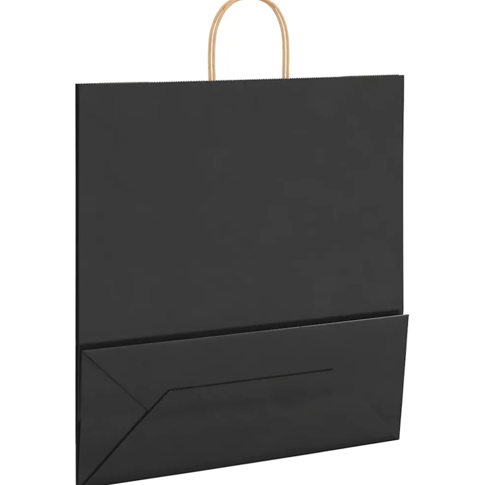 vidaXL Papieren zakken 250 st met hengsels 45x17x48 cm zwart