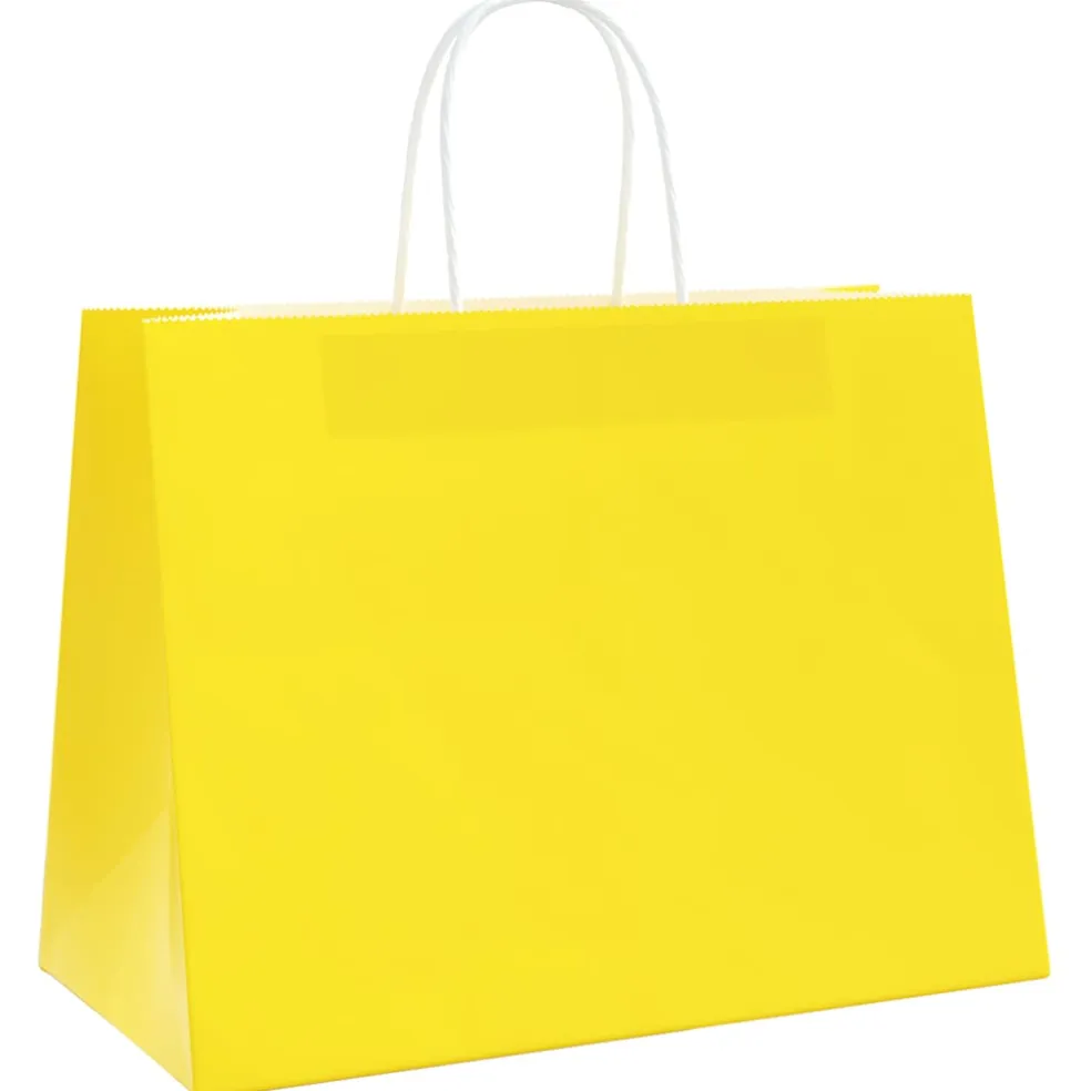 vidaXL Papieren zakken 50 st met hengsels 32x17x25 cm geel