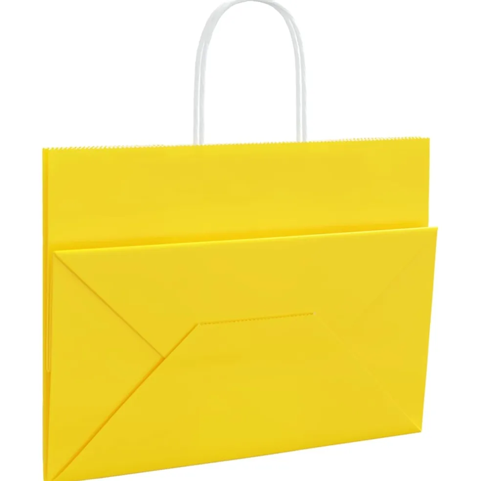 vidaXL Papieren zakken 50 st met hengsels 32x17x25 cm geel