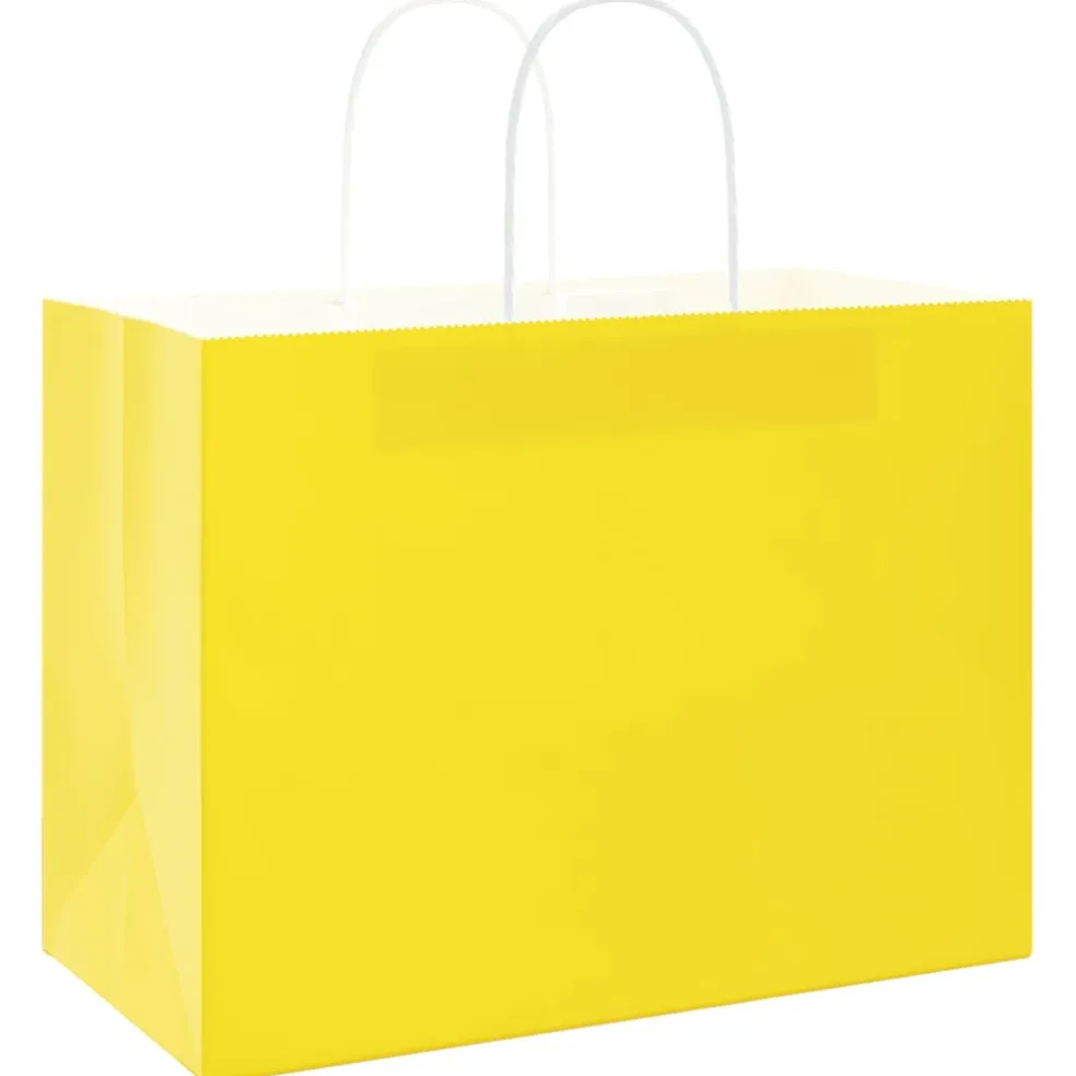 vidaXL Papieren zakken 50 st met hengsels 32x17x25 cm geel