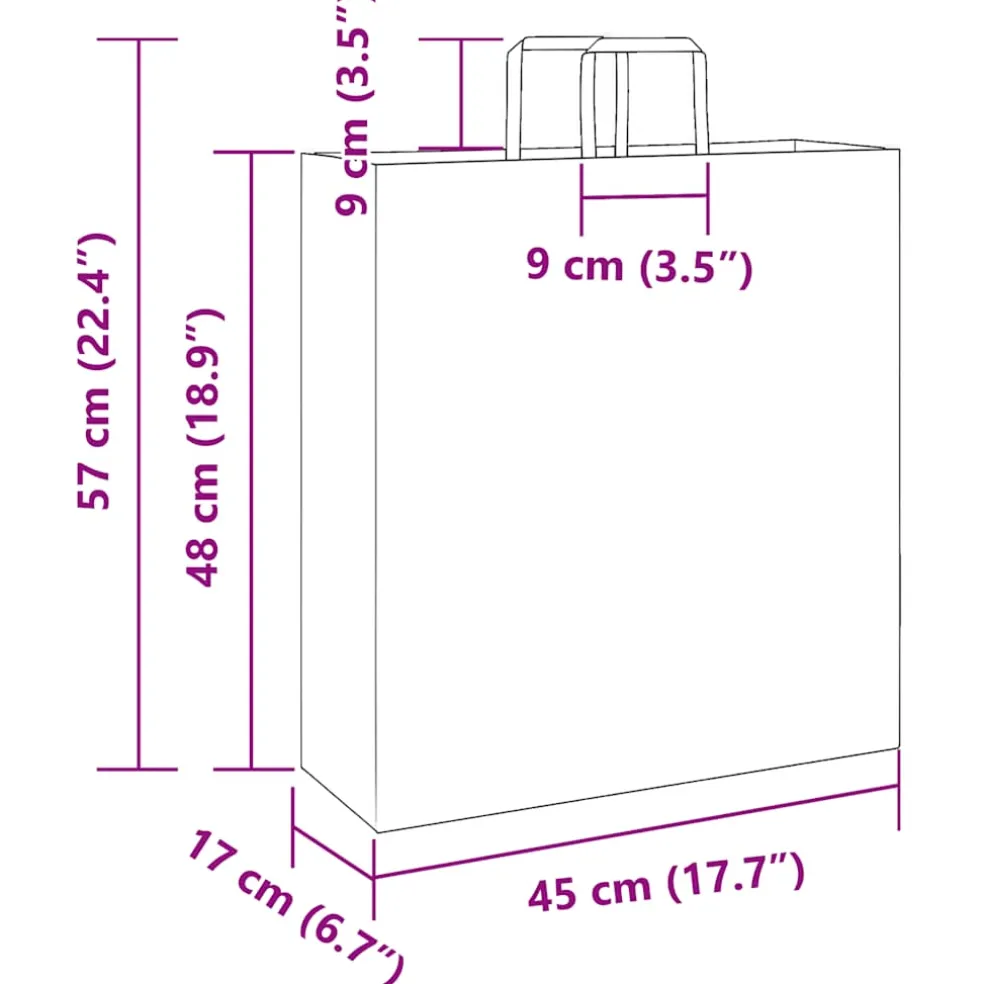 vidaXL Papieren zakken 50 st met hengsels 45x17x48 cm roze