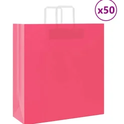 vidaXL Papieren zakken 50 st met hengsels 45x17x48 cm roze