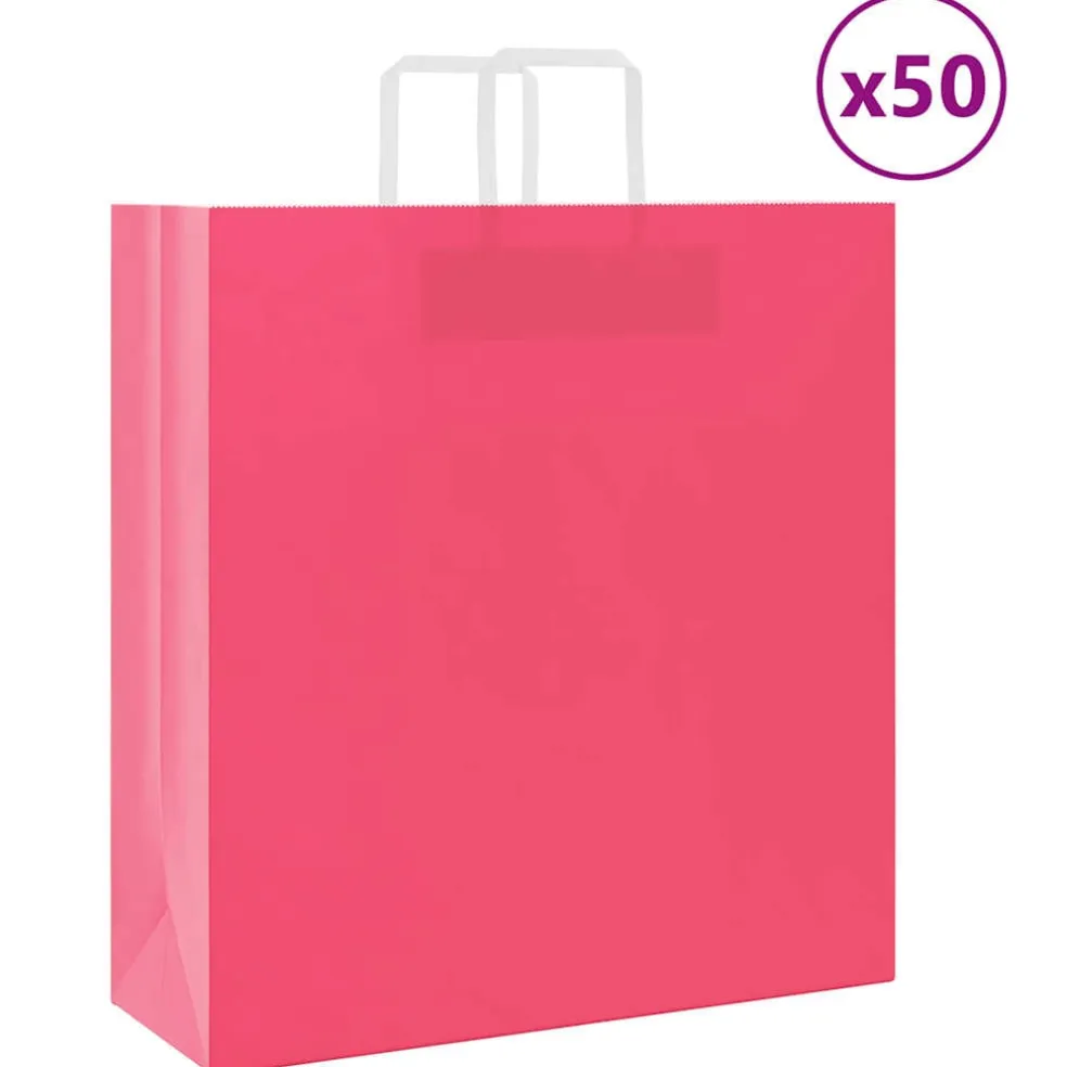 vidaXL Papieren zakken 50 st met hengsels 45x17x48 cm roze