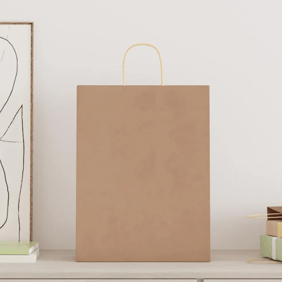 vidaXL Papieren zakken 50 st met hengsels 32x12x42 cm bruin