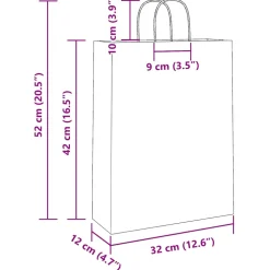vidaXL Papieren zakken 50 st met hengsels 32x12x42 cm bruin