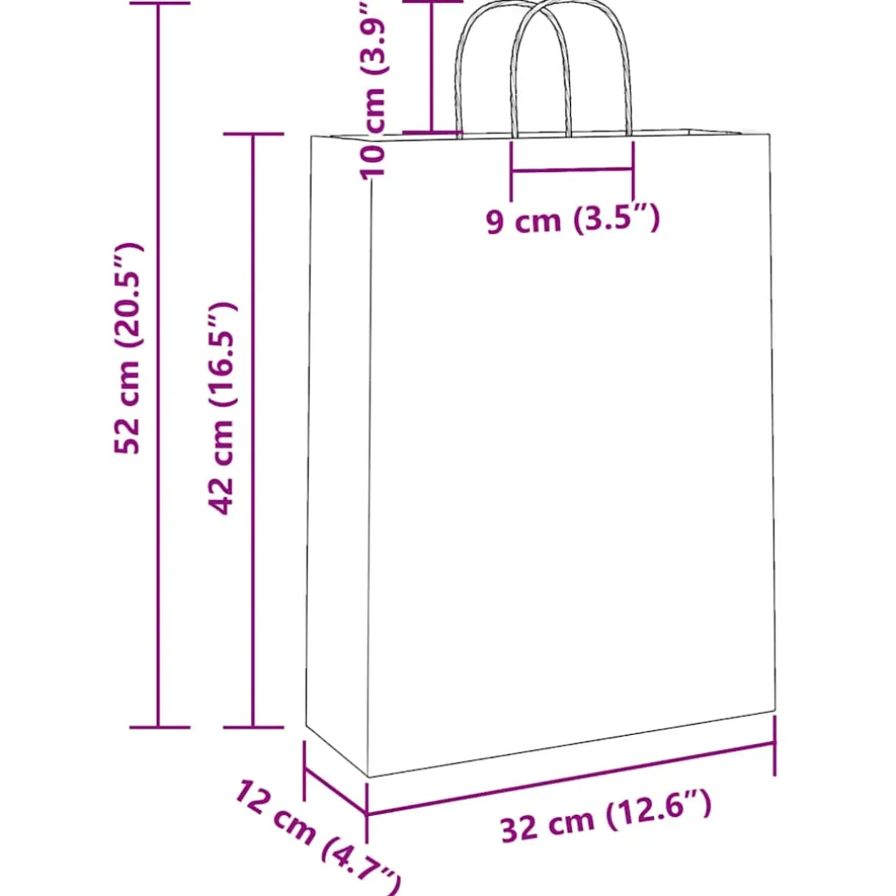 vidaXL Papieren zakken 50 st met hengsels 32x12x42 cm bruin