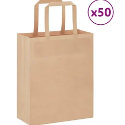 vidaXL Papieren zakken 50 st met hengsels 18x8x22 cm bruin